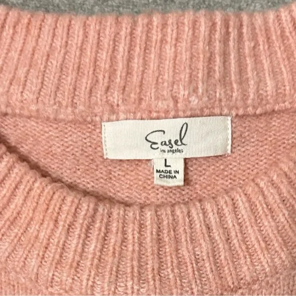 Easel Peach Sweater with Teal Floral Accents - Picture 4 of 8